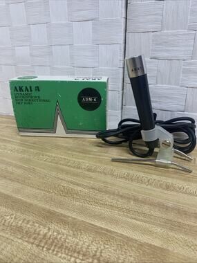 Vintage Akai ADM-6 Dynamic Microphone Non Directional w/Original Box & Stand